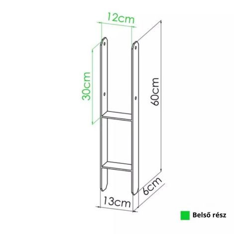 Suport de stâlp în formă de H, pentru fixare în beton – 12 x 60/30 cm