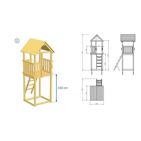 Blue Rabbit Turn de joaca Kiosk cu tobogan 290 cm