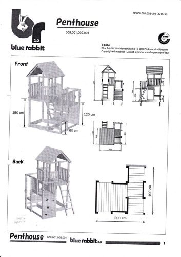 Blue Rabbit Turn de joaca Penthouse cu 2 tobogane 
