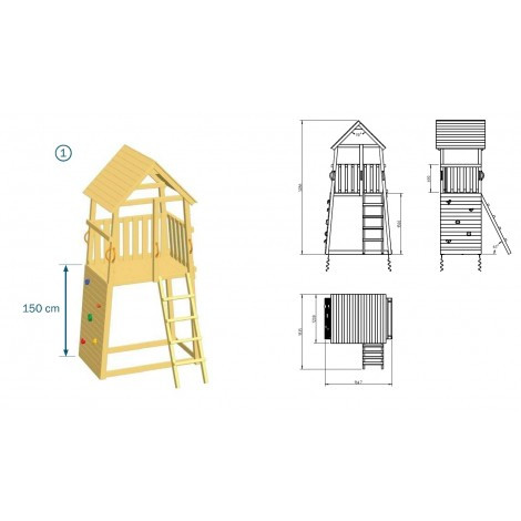 Blue Rabbit Turn de joaca Belvedere cu tobogan 2,9 m