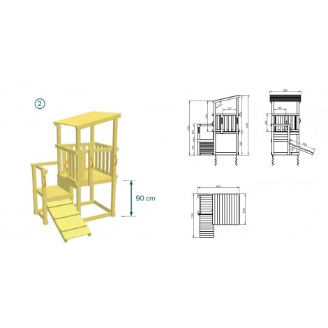 Blue Rabbit Turn de joaca Cascade cu 2 tobogane cu platforma 90 cm