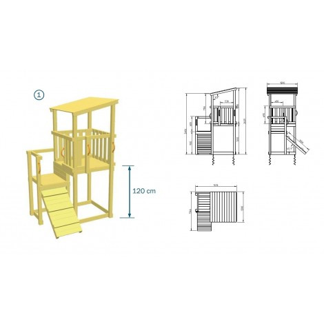 Blue Rabbit Turn de joaca Cascade cu 2 tobogane platforma 120 cm