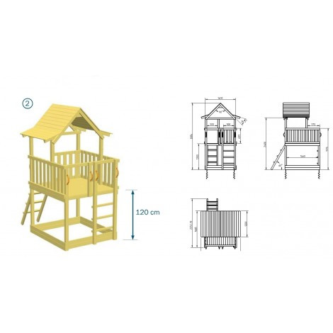 Blue Rabbit Turn de joaca Pagoda cu tobogan 2,3 m