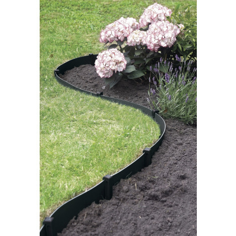 Bordura pentru pat de flori - Etik, plastic flexibil, negru 15 cm x 10 m 