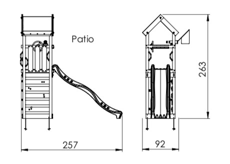 Jungle Gym Turn de joaca mic Patio cu tobogan de 230 cm 