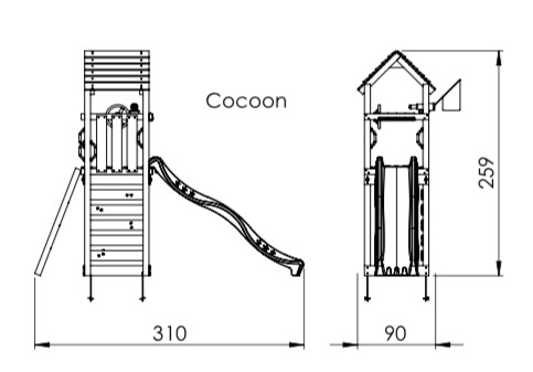 Jungle Gym Turn de joaca mic Cocoon cu tobogan de 230 cm 