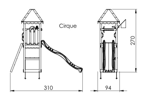 Jungle Gym Turn de joaca mic Cirque cu tobogan de 230 cm 