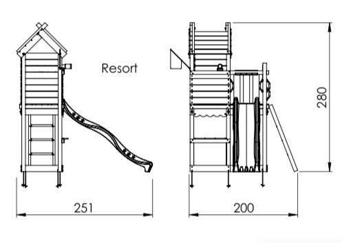 Jungle Gym Turn de joaca mic Resort cu tobogan de 230 cm 