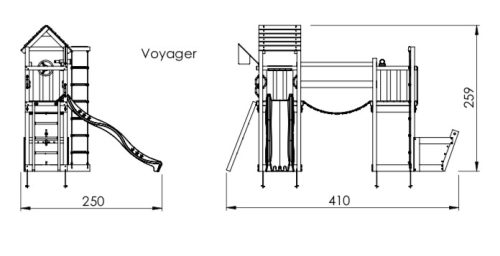 Jungle Gym Turn de joaca mic Voyager cu tobogan de 230 cm 