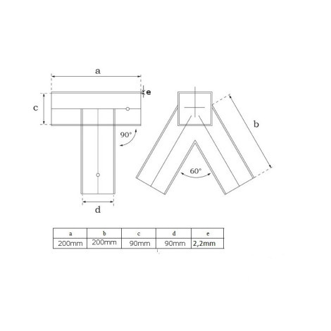 Feronerie patrata 90 pentru suport leagan rosu Right 90°; 9 x 9 cm