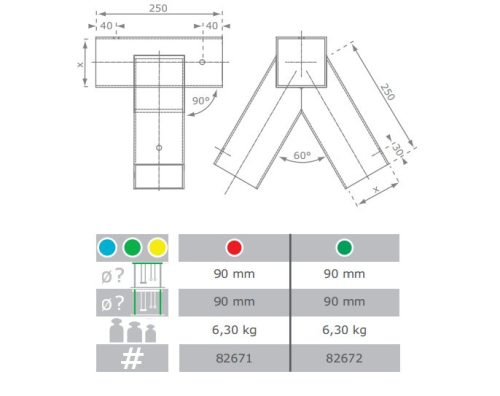 Feronerie patrata 90 pentru suport leagan