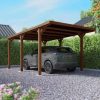 Carport auto Victor din lemn cu acoperiș din policarbonat - 318x510x252 cm