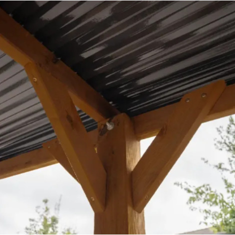 Carport auto Victor din lemn cu acoperiș din policarbonat - 318x510x252 cm