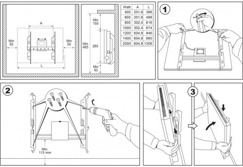 Consola de perete pentru convectoare electrice Adax VP 1120