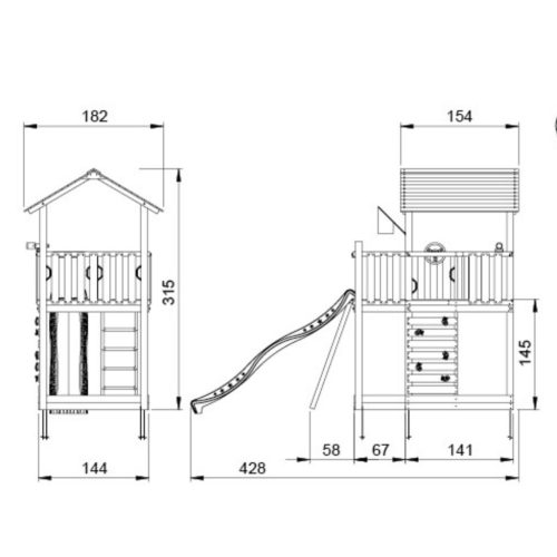 Jungle Gym Turn de joaca Chalet 2.1 cu tobogan de 290 cm 