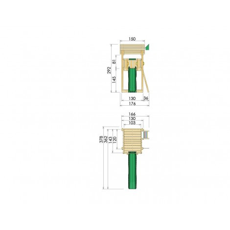 Jungle Gym Turn de joaca Shelter cu tobogan de 290 cm 