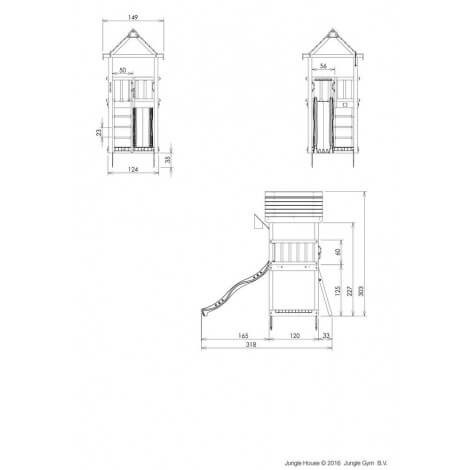 Jungle Gym Turn de joaca House cu tobogan de 230 cm 