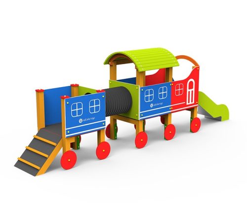 Trenulet cu tobogan pentru loc de joaca de uz public