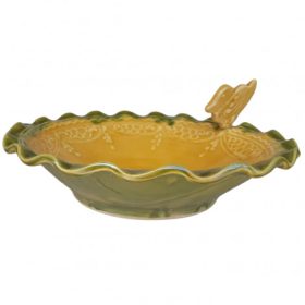   Adăpătoare de păsări ceramica smălțuită cu figurină de pasăre