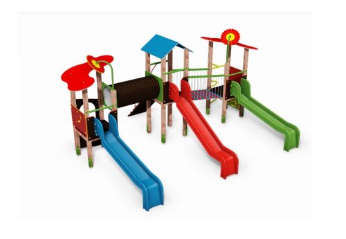 Complex de joaca Bastion Trimont cu 3 tobogane pentru uz public