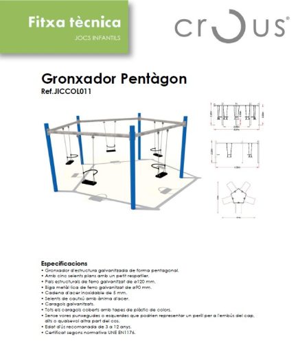 Leagan Pentagon Albastru pentru loc de joaca de uz public