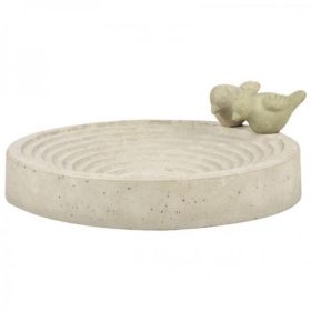   Adăpător din beton pentru păsări cu 2 figurine de păsări