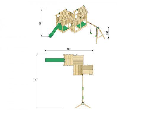 Hy-Land complex de joaca cu 2 turnuri si modul de leagan Proiect P6 