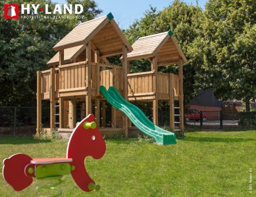 Hy-Land complex de joaca cu 2 turnuri, balcon si tobogan Proiect P8