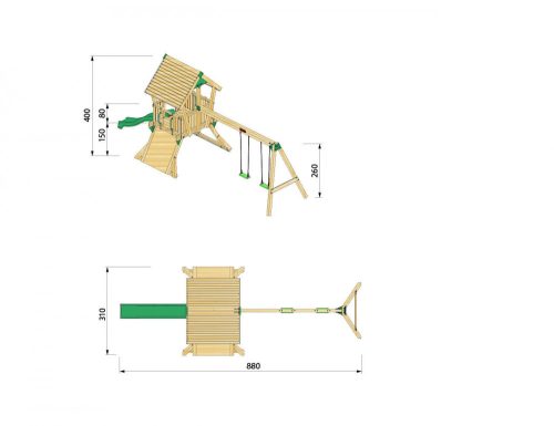 Hy-Land complex de joaca turn cu tobogan Proiect Q2 cu modul leagan
