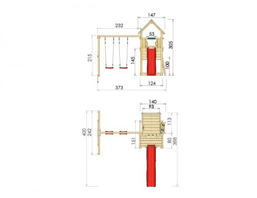 Jungle Gym loc de joaca turn Cubby cu modul leagan 