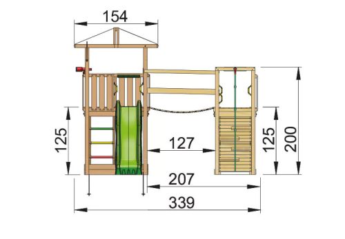Jungle Gym loc de joaca turn Hut cu modul pod Bridge