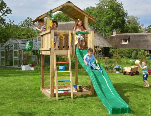 Jungle Gym loc de joaca Turn Chalet cu Modul Minimarket si leagan 