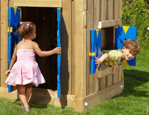 Jungle Gym loc de joaca turn Lodge cu modul casuta Playhouse si leagan 