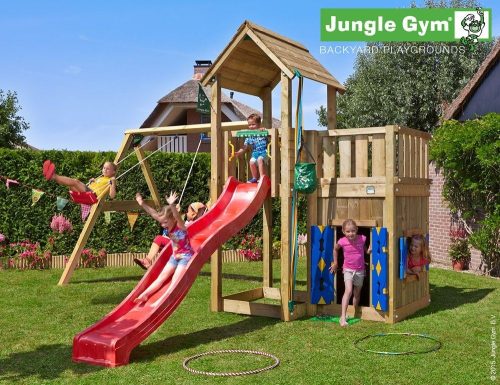 Jungle Gym loc de joaca cu turn Mansion cu casuta Playhouse si leagan  