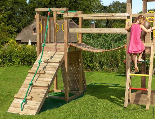 Jungle Gym loc de joaca cu turn Barn si modul pod Bridge 