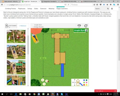 Jungle Gym loc de joaca cu turn Barn si modul pod Bridge 