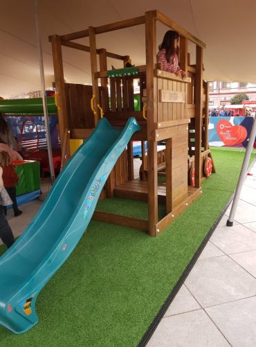 Jungle Gym loc de joaca cu turn Farm si modul locomotiva Train - vopsit