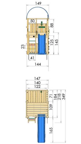 Jungle Gym loc de joaca cu turn Farm si modul locomotiva Train - vopsit