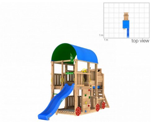Jungle Gym loc de joaca cu turn Farm si modul locomotiva Train - vopsit