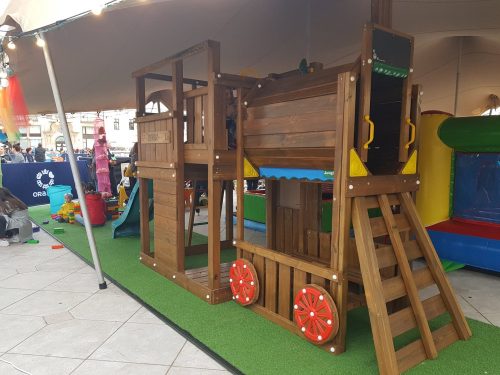 Jungle Gym loc de joaca cu turn Farm si modul locomotiva Train - vopsit