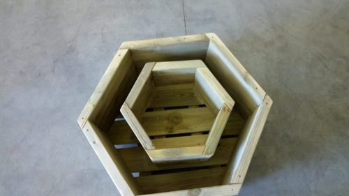 Ladita pentru plante, hexagonal, din lemn, 52 cm